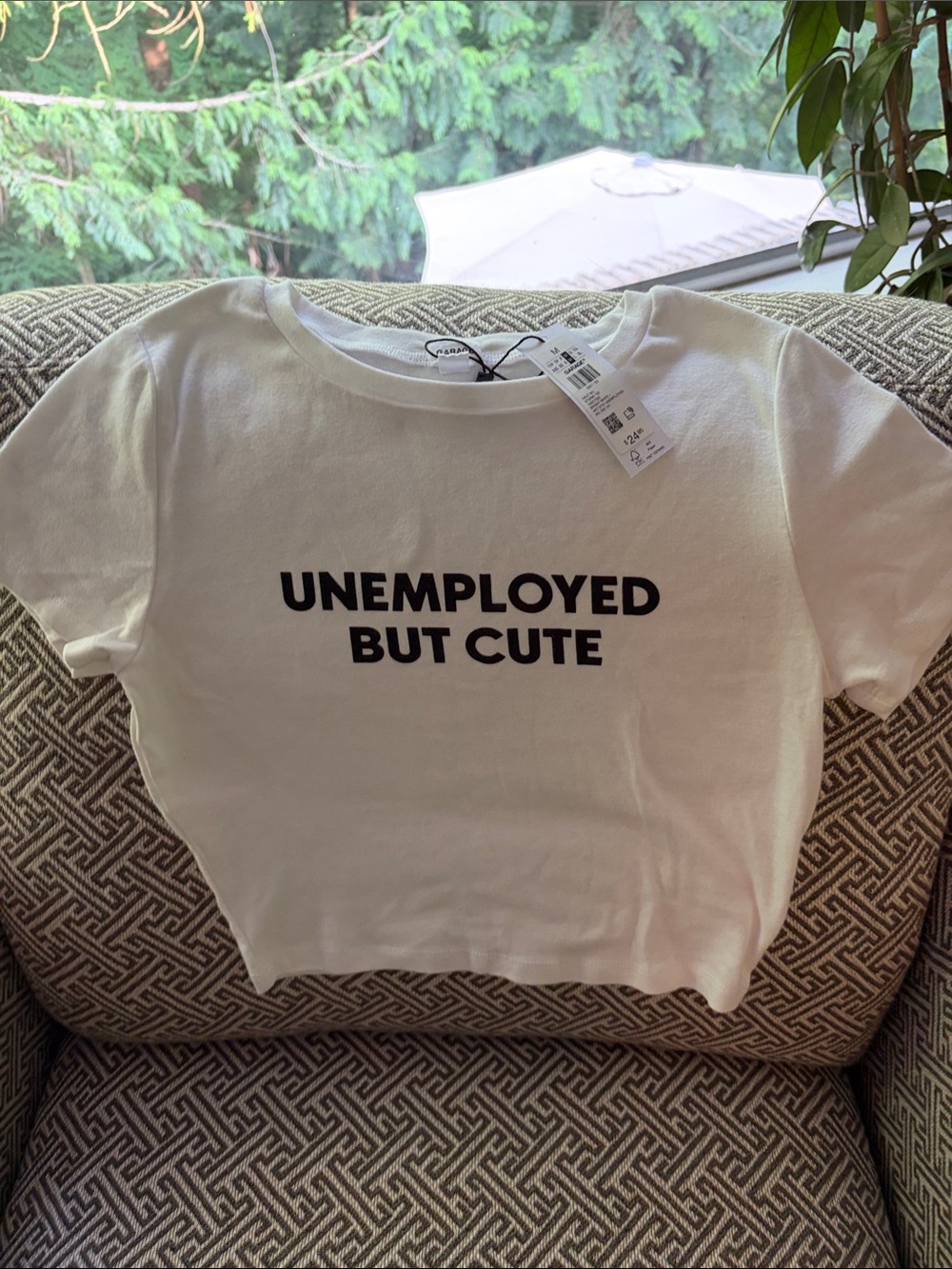 Garage White Tee with Black Front Graphic